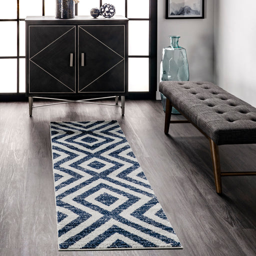 Blue Chevron Stripes Area matto 150cm