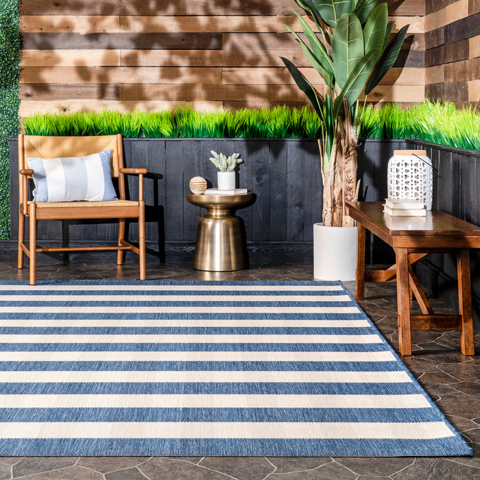 Blue Chevron Stripes Area Rug for Indoor and Outdoor Use