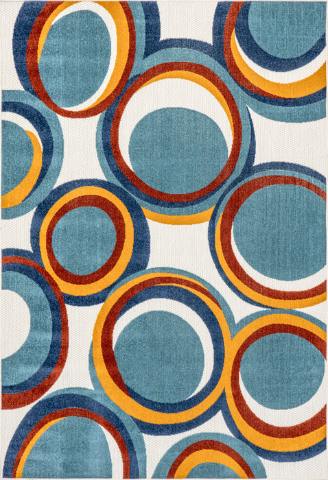 Blue Circles Indoor Outdoor Area Rug 150x240 cm