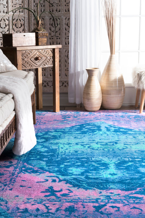 Blue Crystal Medallion Area Rug 120x180 cm