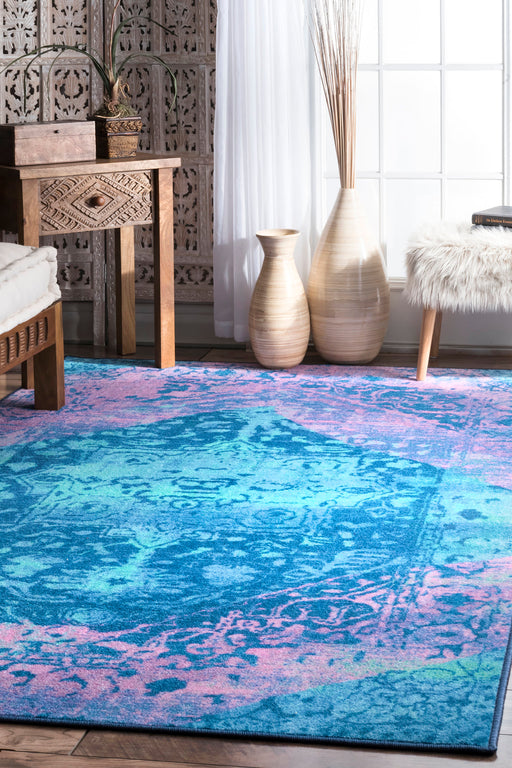 Blue Crystal Medallion Area Rug 120x180 cm