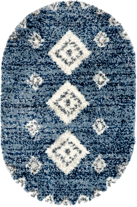 Blue Diamond Shag Rug With Tassels 140x200 cm