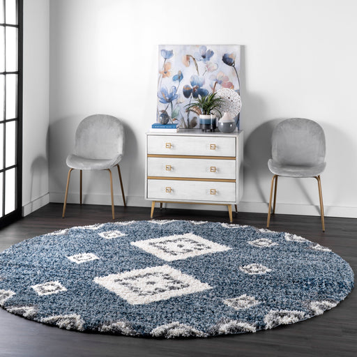 Tappeto a pelo lungo Totem Blue Diamond con nappe 120x180 cm