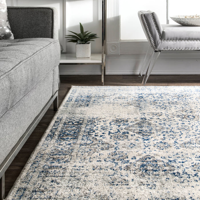 Blue Durable Synthetic Area Rug