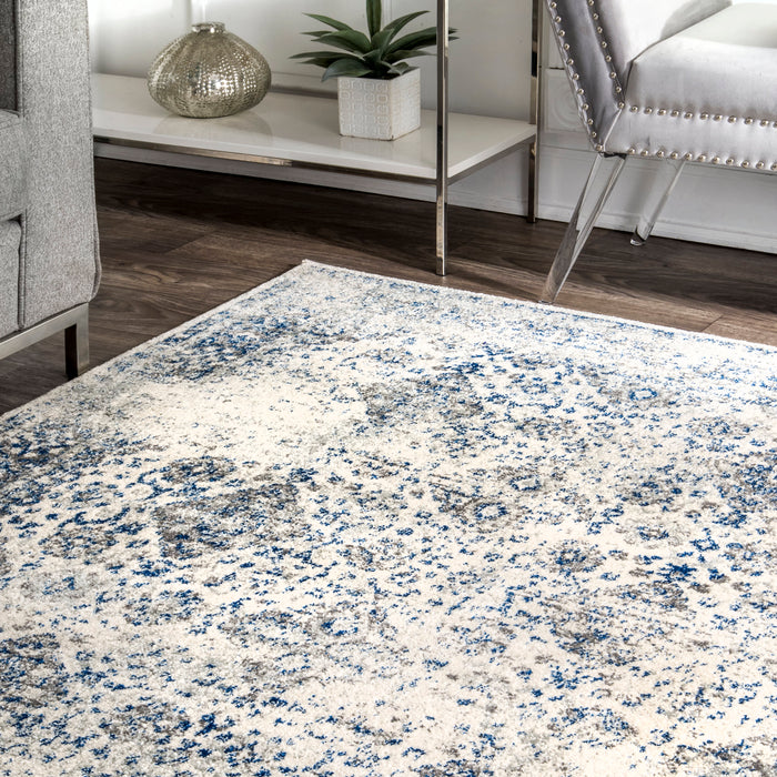 Blue Durable Synthetic Area Rug