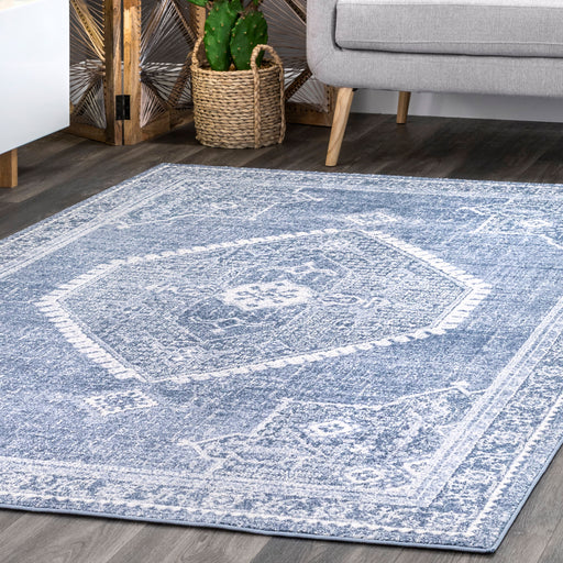 Blue Emblem Area Rug for Home Decor