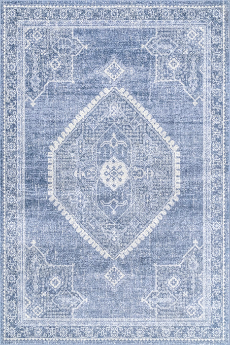 Blue Emblem Area Rug for Home Decor