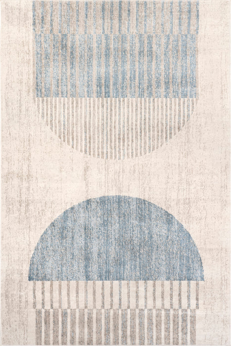 Blue Grey Abstract Area Rug in 160 cm Length