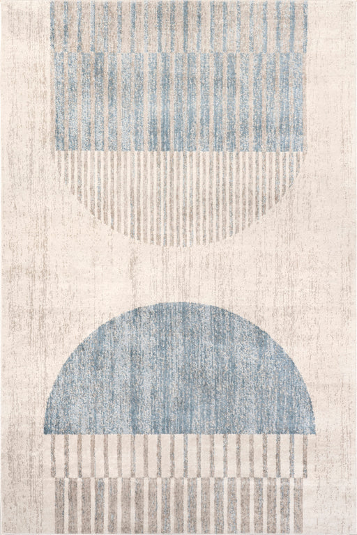 Blue Grey Abstract Area Rug in 160 cm Length