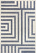 Blue Grey Striped Indoor Outdoor Area Rug 60x90 cm