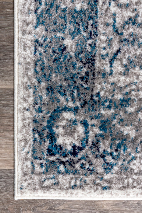 Blue Herati Area Rug 152 cm Soft Touch for Home Decor