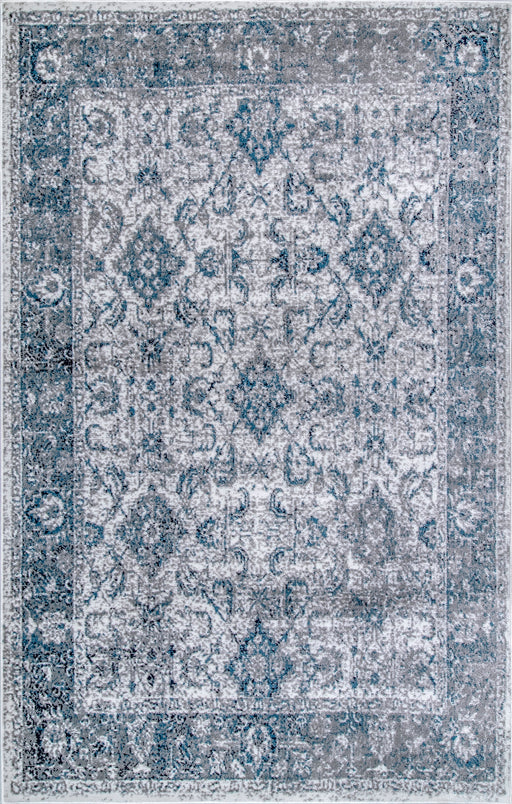 Blue Herati Area Rug 152 cm Soft Touch for Home Decor