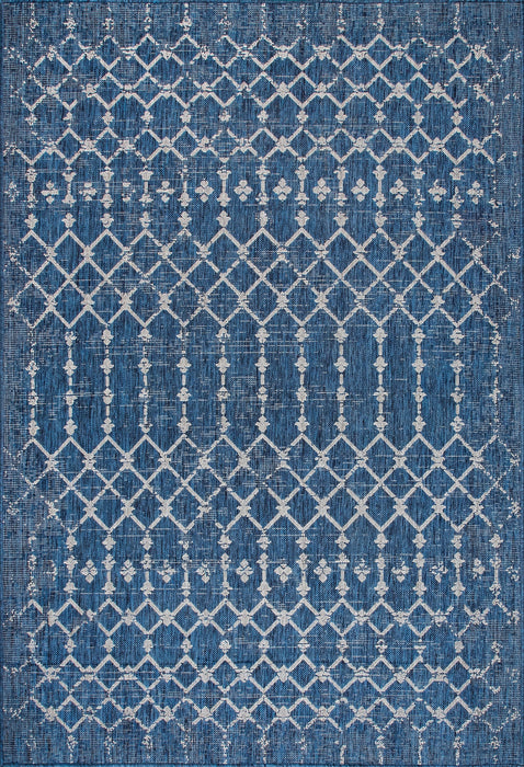 Blue Indoor Outdoor Trellis Area Rug 120x180 cm