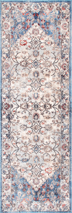 Blue Ivied Medallion Area Rug for Living Room