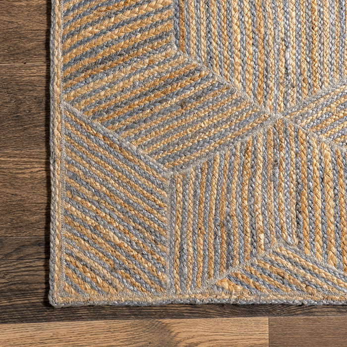 Blue Jute Hexagon Area Rug 120x180 cm