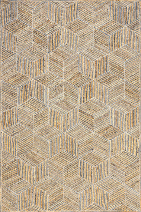 Blue Jute Hexagon Area Rug 120x180 cm