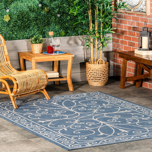 Blue Krem Area Rug For Indoor And Outdoor Use 120x180 cm