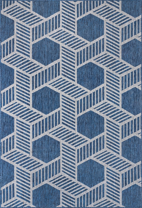 Blue Lattice Pattern Indoor Outdoor Area Rug 120x180 cm