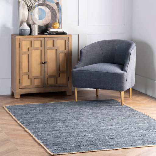 Blue Leather Flatweave Area Rug 120x180 cm