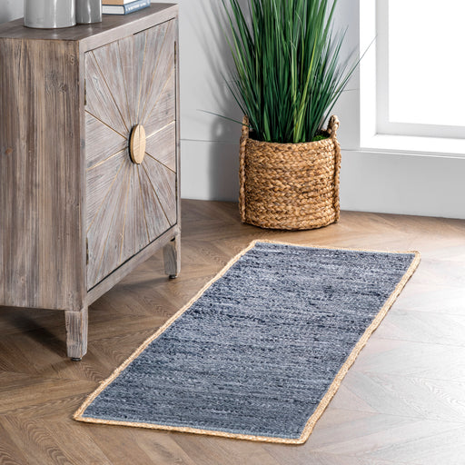 Blue Leather Flatweave Area Rug 120x180 cm