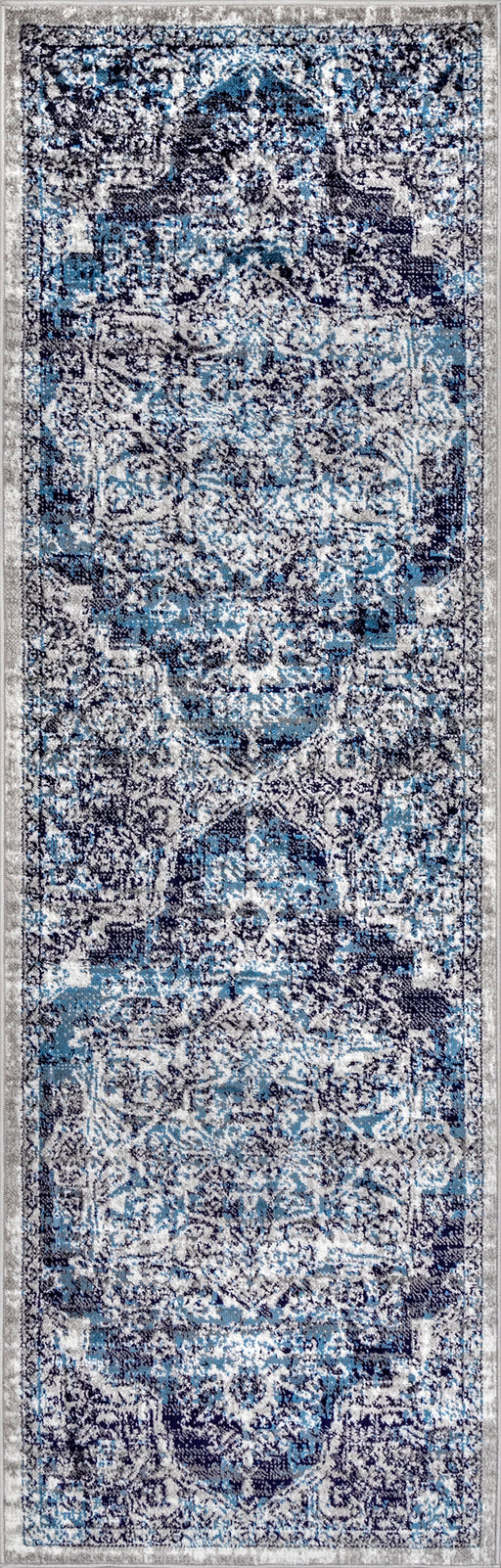 Blue Medallion Area Rug 150x230 cm Soft Durable Design