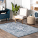 Blue Medallion Area Rug 160x230 cm for Living Room Decor