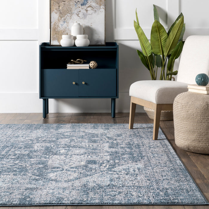 Blue Medallion Area Rug 160x230 cm for Living Room Decor