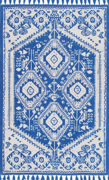 Blå medaljong -duskområde Rug 120cm x 180cm