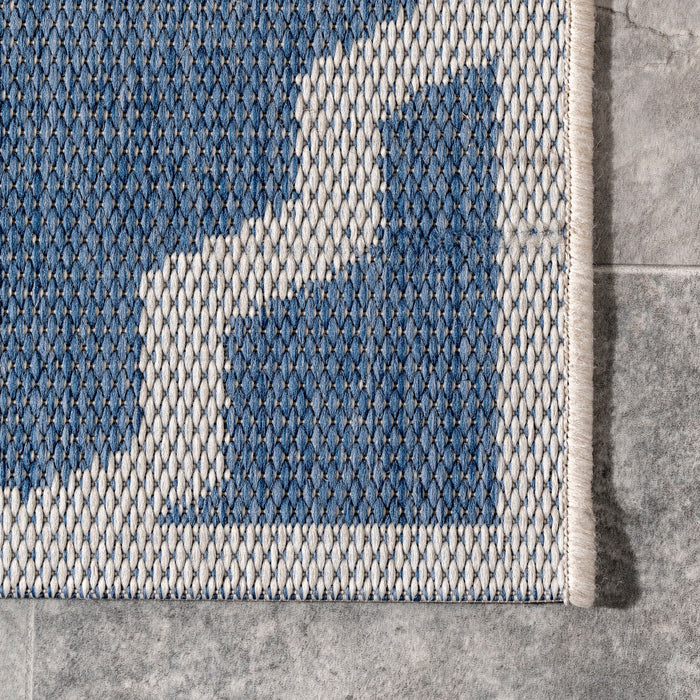 Blue Moroccan Trellis Area Rug for Indoor and Outdoor Use