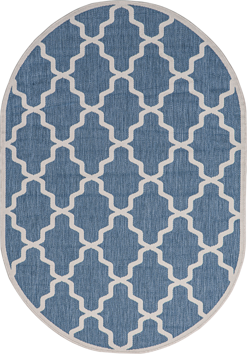 Blue Moroccan Trellis Area Rug for Indoor and Outdoor Use