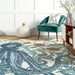 Blue Multicolor Octopus Cotton Area Rug 150x240 cm