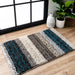 Blue Multicolor Striped Shag Area Rug 120 cm x 180 cm