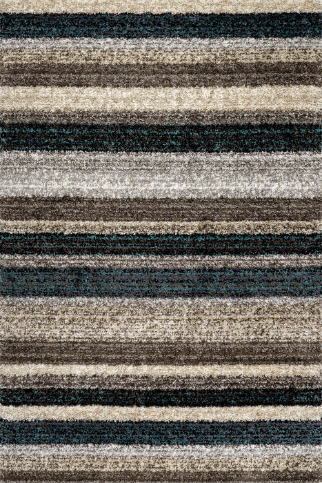 Blue Multicolor Striped Shag Area Rug 120 cm x 180 cm