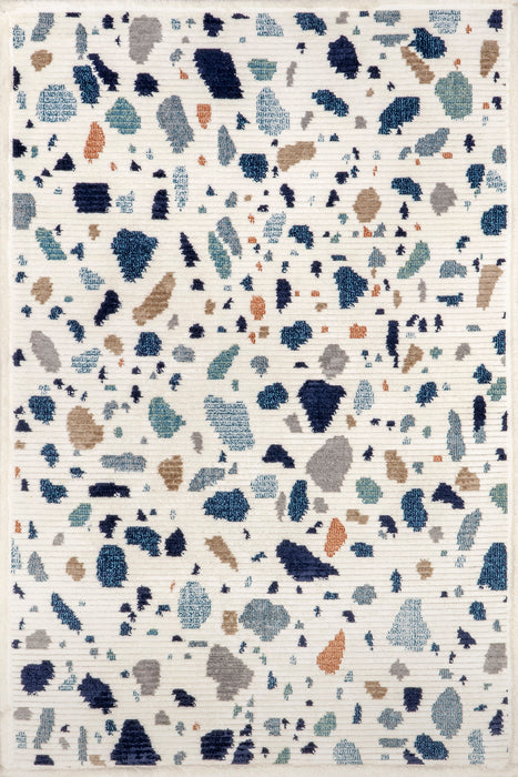 Blue Multicolor Terrazzo Tile Area Rug 150x220 cm