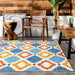 Blue Multicolor Trellis Outdoor Area Rug 120x180 cm