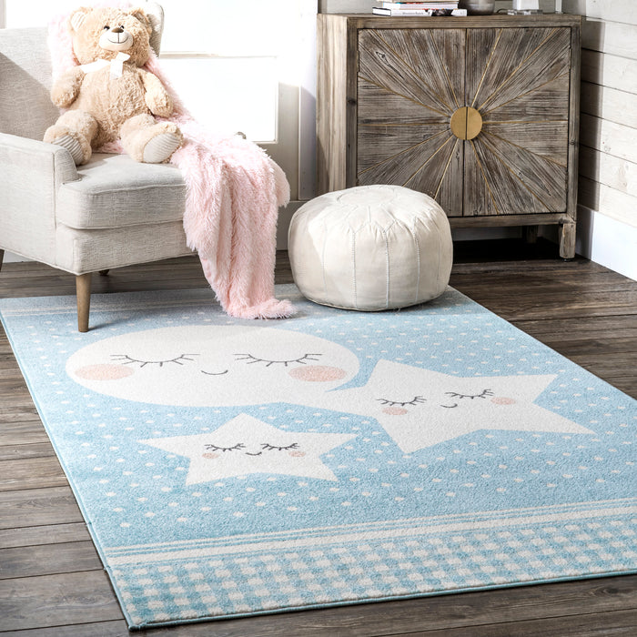 Blue Night Sky Area Rug for Nursery and Kids' Rooms