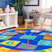 Blue Number Circles Area Rug for Kids and Playrooms