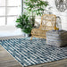 Blue Oriental Trellis Area Rug for Indoor and Outdoor Use