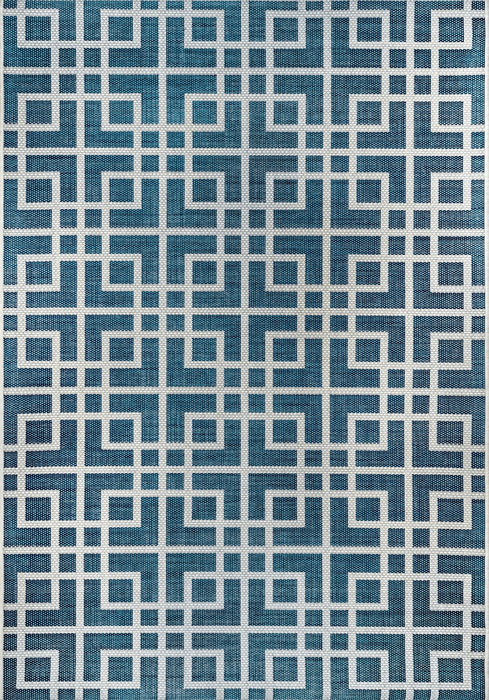 Blue Oriental Trellis Area Rug for Indoor and Outdoor Use