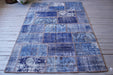 Blauw patchwork kelim vloerkleed 166x240 cm Oushak Turkije