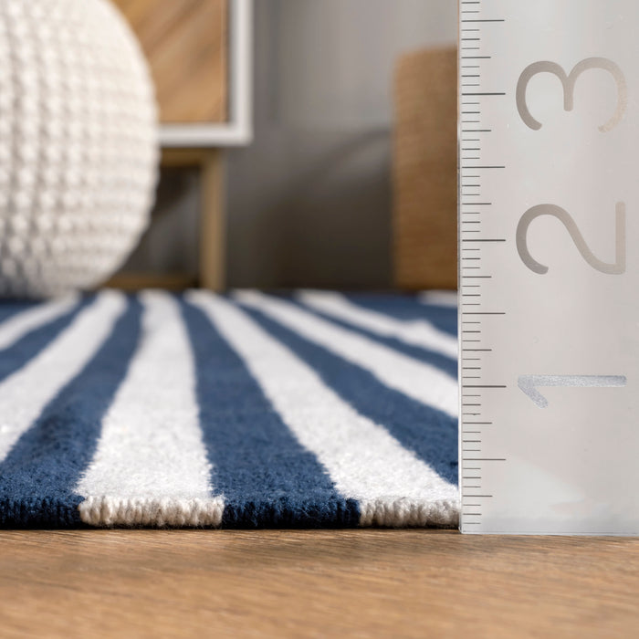 Blue Pinstripe Tassel Area Rug 150x240 cm