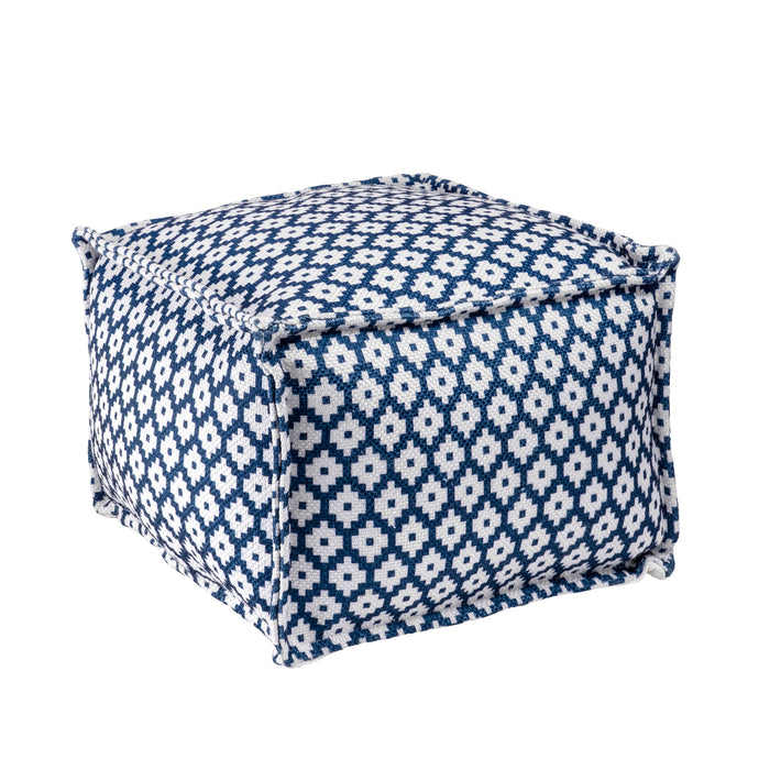 Pouf con occhi di uccello stampato blu per uso interno ed esterno