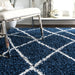 Blue Shag Area Rug 120x180 cm Geometric Patterned Design