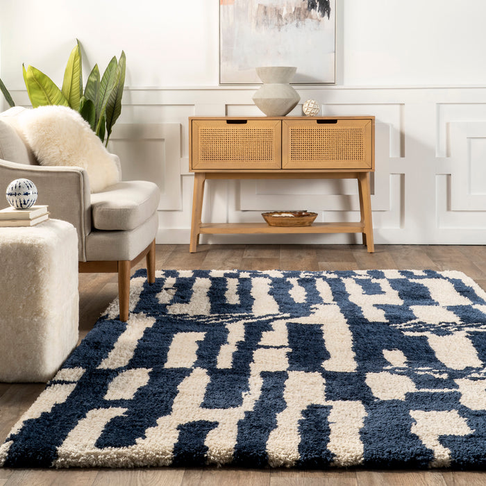 Blue Shag Area Rug 50x80 cm for Soft Living Spaces