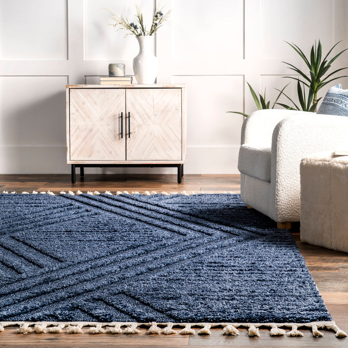 Blue Shag Area Rug 80x150 cm For Comfortable Living