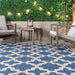 Blue Starry Trellis Area Rug For Indoor Outdoor Use