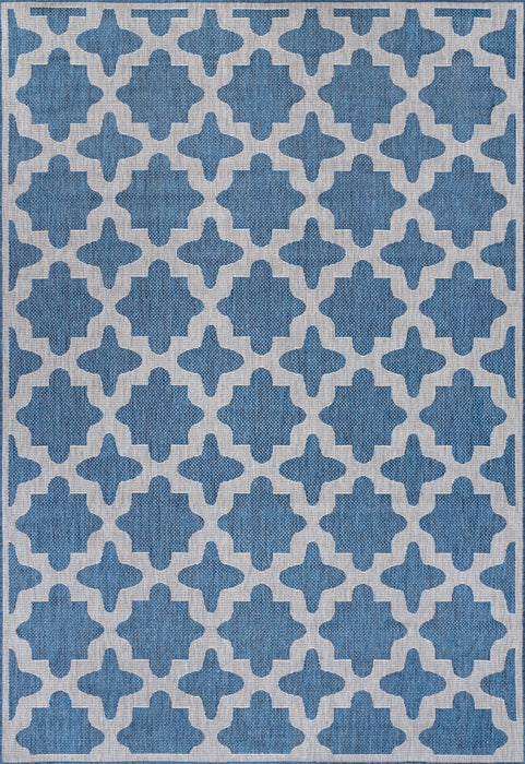 Blue Starry Trellis Area Rug For Indoor Outdoor Use