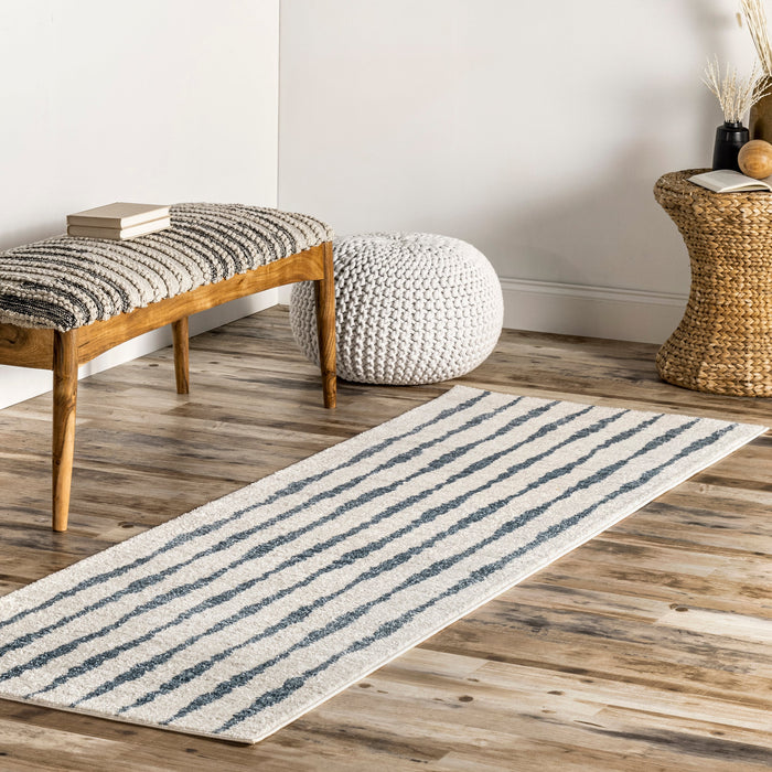 Blue Striped Area Rug for Living Room 160x230 cm