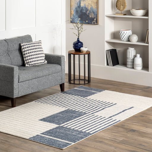 Blue Striped Area Rug for Living Room and Bedroom