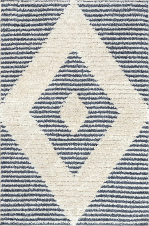 Blue Striped Shag Area Rug 120x180 cm